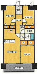 加古川グリーンシティD棟 3LDKの間取図画像
