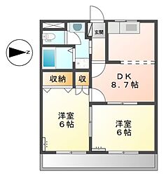 ライブリー 2DKの間取図画像