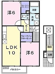 サンリット的形1 2LDKの間取図画像