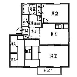 レガート2B棟 3DKの間取図画像