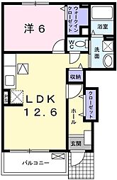 ラルジュフォンテーヌ4棟 1LDKの間取図画像