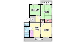 シャトー上本町 3DKの間取図画像