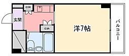 飾磨中村コーポ ワンルームの間取図画像