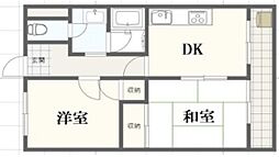 エクセルハイツ構柳瀬 2DKの間取図画像