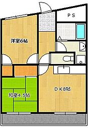 ベアード水上 2DKの間取図画像