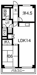 ハイツ野田 2LDKの間取図画像