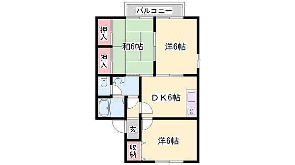 兵庫県高砂市神爪５丁目(賃貸アパート3DK・2階・60.74㎡)の写真 その2