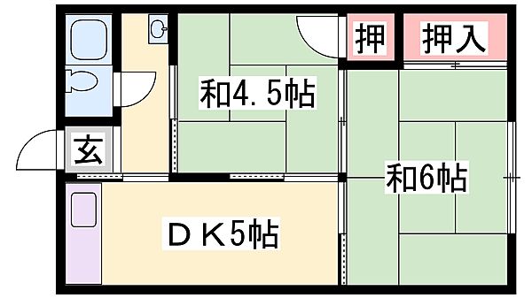 兵庫県加古川市平岡町新在家(賃貸アパート2DK・2階・33.00㎡)の写真 その2