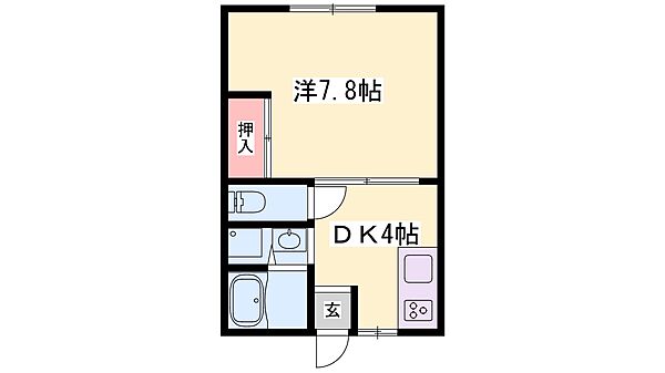 兵庫県姫路市野里上野町１丁目(賃貸アパート1DK・2階・32.00㎡)の写真 その2