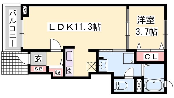 兵庫県姫路市別所町別所(賃貸アパート1LDK・1階・37.13㎡)の写真 その2