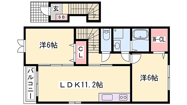 兵庫県加古川市加古川町友沢(賃貸アパート2LDK・2階・58.33㎡)の写真 その2