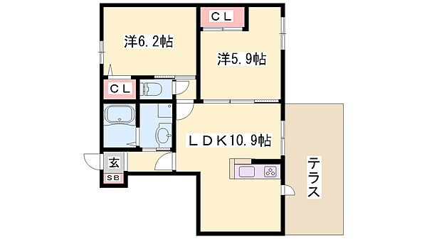 兵庫県高砂市曽根町(賃貸アパート2LDK・1階・52.67㎡)の写真 その2