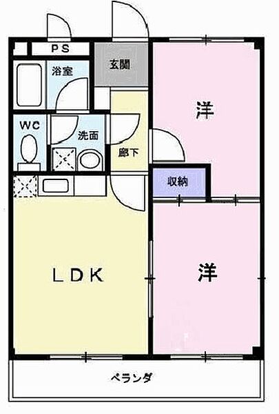 兵庫県小野市本町１丁目(賃貸マンション2LDK・3階・45.00㎡)の写真 その2