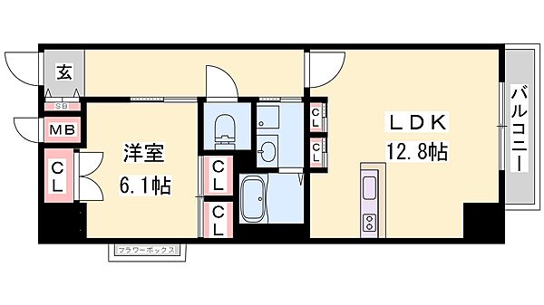 兵庫県姫路市博労町(賃貸マンション1LDK・5階・52.34㎡)の写真 その2
