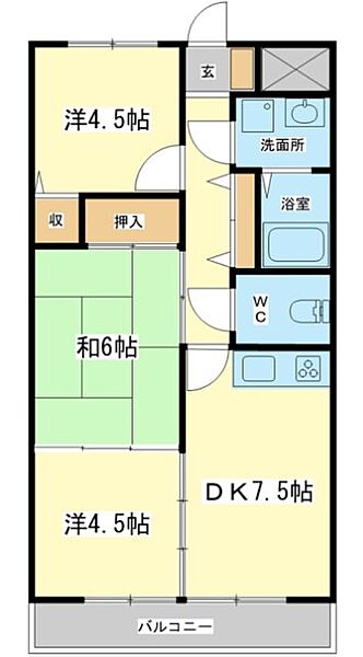 兵庫県姫路市東今宿３丁目(賃貸マンション3DK・3階・55.00㎡)の写真 その2