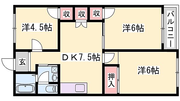 兵庫県姫路市楠町(賃貸マンション3DK・3階・52.17㎡)の写真 その2