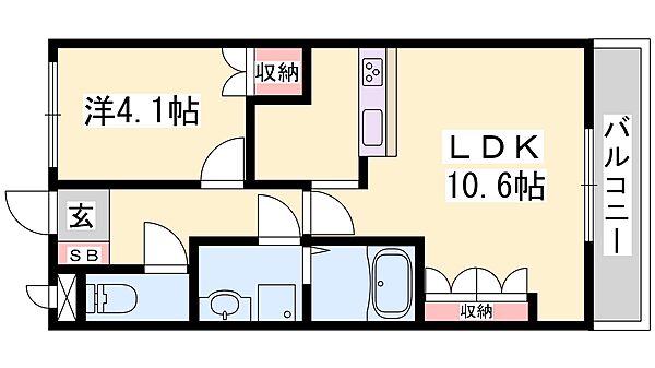 兵庫県姫路市飾磨区加茂南(賃貸アパート1LDK・1階・36.00㎡)の写真 その2