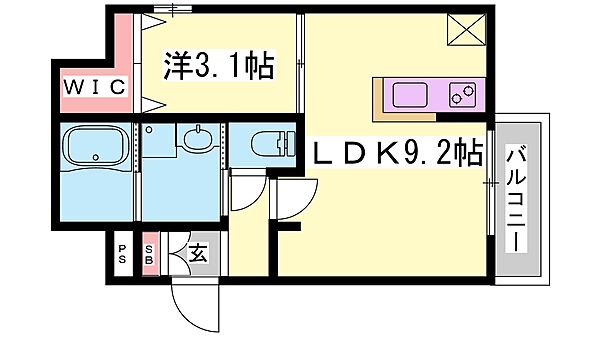 兵庫県姫路市大津区天神町１丁目(賃貸アパート1LDK・1階・31.25㎡)の写真 その2