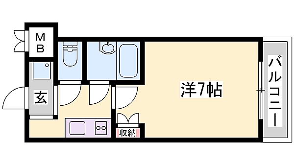 兵庫県加古川市平岡町新在家２丁目(賃貸マンション1K・7階・20.47㎡)の写真 その2