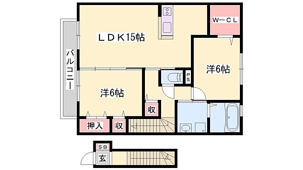 兵庫県三木市宿原(賃貸アパート2LDK・2階・71.54㎡)の写真 その2