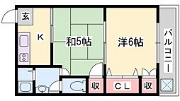 JR播但線 新野駅 徒歩34分の賃貸アパート 2階2Kの間取り