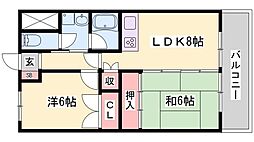 大歳マンション 2LDKの間取図画像