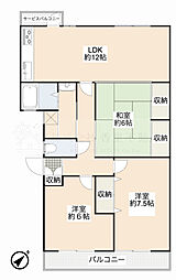 府公社枚方東山住宅1号棟 3LDKの間取図画像