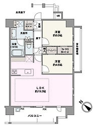 オープンレジデンシア渡辺通り 2LDKの間取図画像