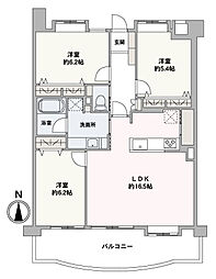 JGM千鳥タウンコートF 3LDKの間取図画像