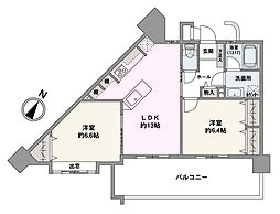 サングレート博多駅南センターステージ 2LDKの間取図画像
