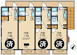 メゾンA 1階ワンルームの間取り