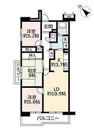 UR都市機構日進香久山花の街12号棟 3LDKの間取図画像