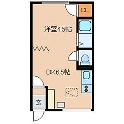 オリス留萌 ワンルームの間取図画像