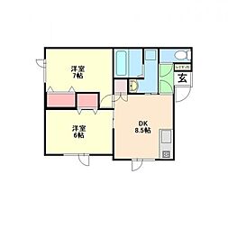 ハスコートビスタ 2DKの間取図画像