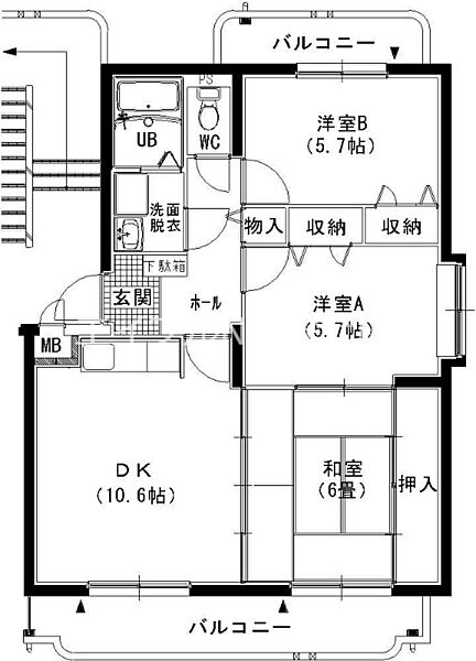 岡山県総社市門田(賃貸マンション3DK・3階・65.55㎡)の写真 その2