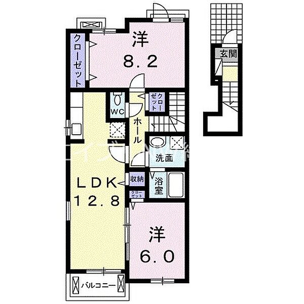 岡山県倉敷市中島(賃貸アパート2LDK・2階・64.51㎡)の写真 その2