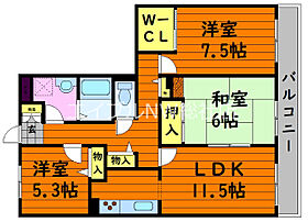 岡山県倉敷市浜ノ茶屋（賃貸マンション3LDK・3階・74.00㎡） その2