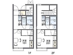 JR吉備線 総社駅 徒歩22分の賃貸アパート 2階1Kの間取り