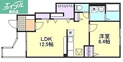 水島臨海鉄道 倉敷市駅 徒歩25分の賃貸アパート 1階1LDKの間取り