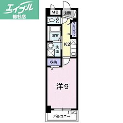 JR山陽本線 倉敷駅 徒歩8分の賃貸マンション 4階1Kの間取り