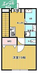 JR山陽本線 倉敷駅 徒歩19分の賃貸アパート 1階1Kの間取り