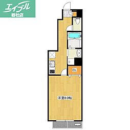 倉敷市酒津アパート 1Kの間取図画像