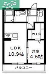 プランドールII 1LDKの間取図画像
