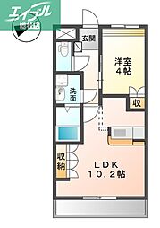 グランドウルスナカシマ 1LDKの間取図画像