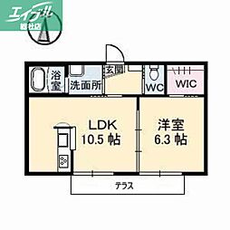 グロリオーサ 1LDKの間取図画像