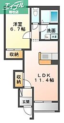 サニーハイム 1LDKの間取図画像