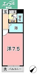 シティ倉敷2号館 1Kの間取図画像