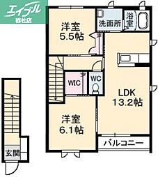 エピナールB 2LDKの間取図画像