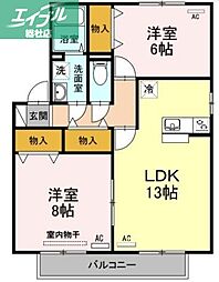 ボナール2 2LDKの間取図画像