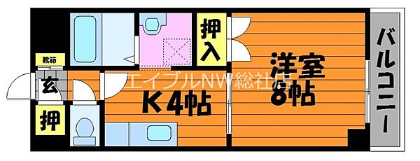 岡山県倉敷市中庄(賃貸マンション1K・2階・29.00㎡)の写真 その2